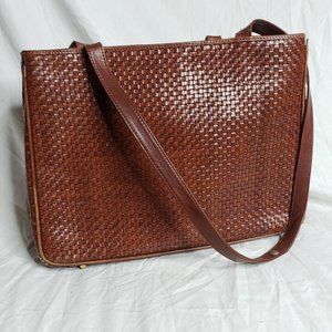 COLE HAAN VINTAGE Weaved Leather Shoulder 2 strap Chestnut